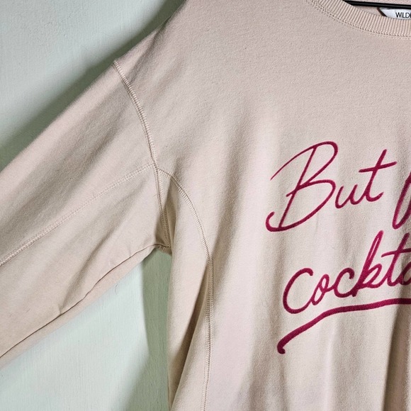 Wildfox But First Cocktails Sweatshirt M Pale Pink Pullover - Picture 2 of 8